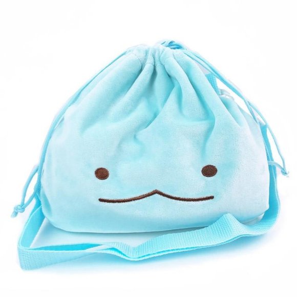 San-x Sumikko gurashi Large Plush Pouch Drawstring Pouch Lizard Crossbody Bag - Picture 3 of 14